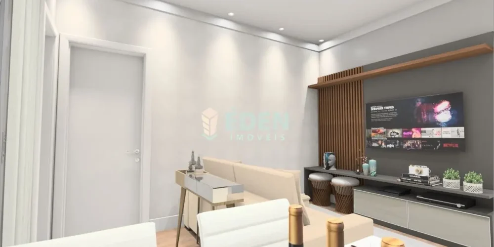 Sala de estar e jantar integradas em apartamento no Jardim Gonçalves, Sorocaba